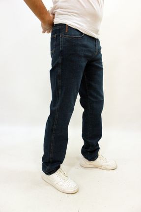 شلوار جین سرمه ای مردانه پاچه گشاد فاق بلند جین ساده پوشاک ورزشی بلند کد 797328926