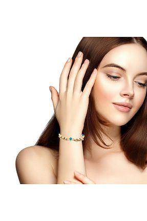 دستبند طلا طلائی زنانه 14 عیار Altınöz Mücevherat - کد 797528776