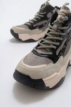 بوت / نیم بوت طوسی زنانه چرم مصنوعی luvishoes - کد 143076704