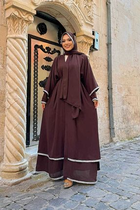 کلاه و ابایا قهوه ای زنانه بافتنی Bym Fashion - کد 797648854