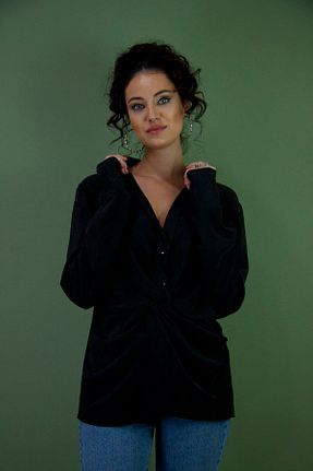 پیراهن مشکی زنانه یقه پیراهنی Nur OSKAY - کد 185964940