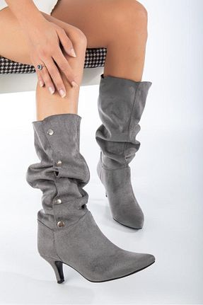چکمه طوسی زنانه جیر Derin Shoes - کد 779591405