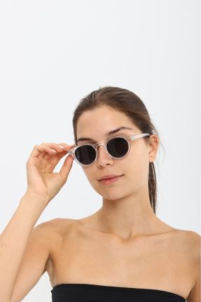 عینک آفتابی مشکی زنانه 46 UV400 استخوان مات گرد کد 762198665