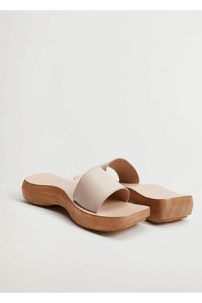 دمپائی بژ زنانه پاشنه تخت MANGO - کد 103927967