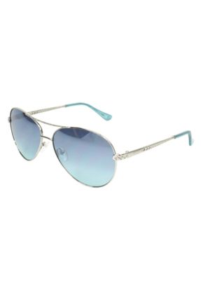 عینک آفتابی آبی زنانه 59+ UV400 فلزی آینه ای قطره ای کد 107145171