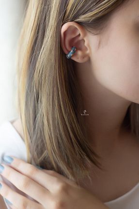 گوشواره غضروفی نقره صورتی By Barun Silver - کد 149588335
