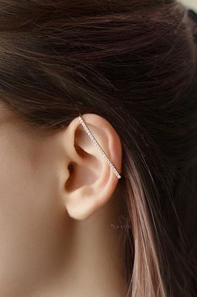 گوشواره غضروفی نقره صورتی By Barun Silver - کد 102155024