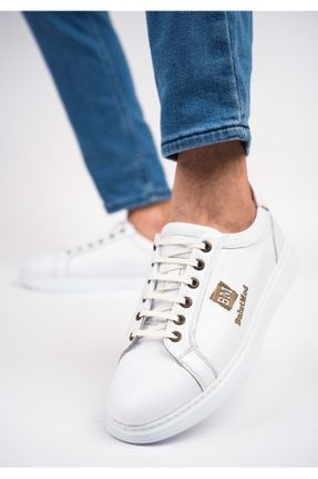 کفش کژوال سفید مردانه چرم طبیعی پاشنه کوتاه ( 4 - 1 cm ) پاشنه ساده کد 698504686