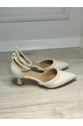 کفش مجلسی سفید زنانه چرم مصنوعی پاشنه متوسط ( 5 - 9 cm ) پاشنه نازک کد 798700580