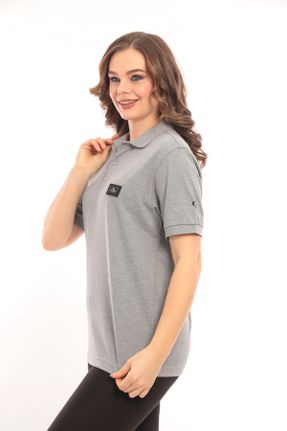 تی شرت طوسی زنانه رگولار یقه پولو پنبه (نخی) کد 798488469