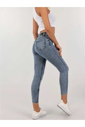 شلوار جین سرمه ای زنانه پاچه تنگ فاق بلند جین جوان بلند کد 635776532