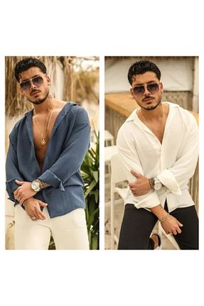 پیراهن سفید مردانه اورسایز BEYMODA - کد 798535327