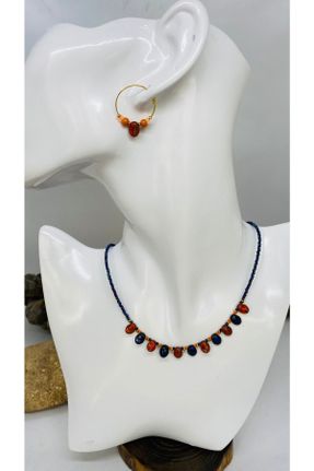 گردنبند جواهر نارنجی زنانه سرامیک کد 457183002