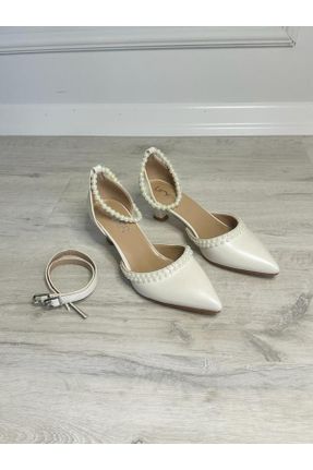 کفش مجلسی سفید زنانه چرم مصنوعی پاشنه متوسط ( 5 - 9 cm ) پاشنه نازک کد 798700580