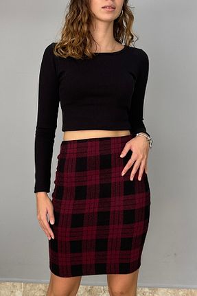 دامن زرشکی زنانه لیکرا Tam Moda - کد 765686986