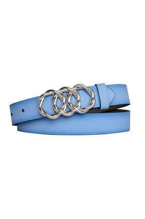 کمربند فیروزه ای زنانه چرم خالص GoDeri - کد 798255551