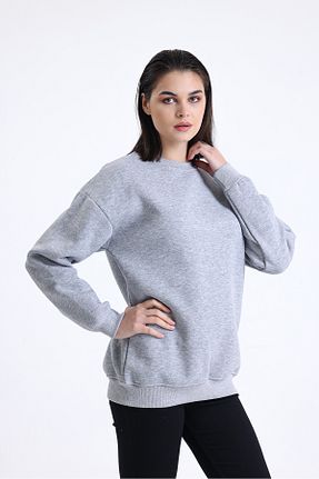سوئیشرت طوسی زنانه ساده Giyyin - کد 764777573