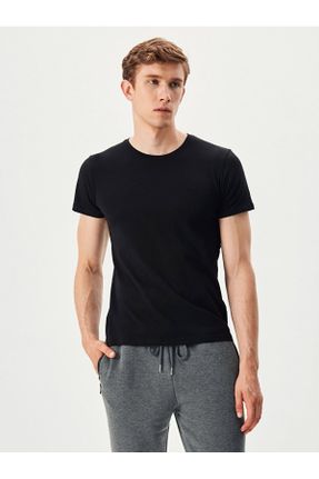 تی شرت مشکی مردانه رگولار یقه گرد تکی بیسیک کد 90051824