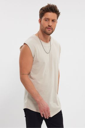 تی شرت بژ مردانه پنبه (نخی) یقه آسیمتریک آسیمتریک کد 798518154