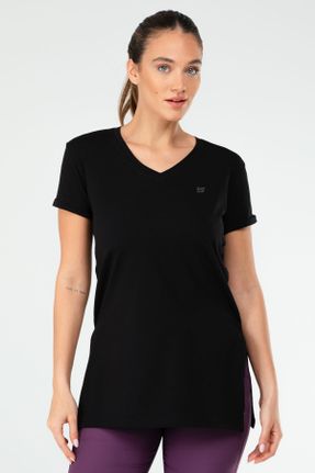 تی شرت مشکی زنانه رگولار یقه هفت پنبه (نخی) کد 798660666