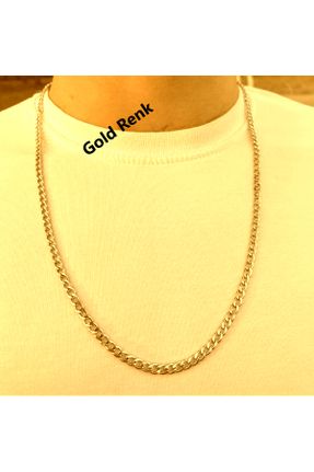 گردنبند استیل طلائی مردانه فولاد ( استیل ) کد 798658967