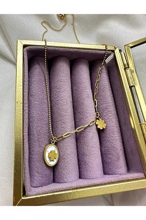 گردنبند استیل ( فولاد ) طلائی زنانه استیل (فولاد) QUPOON - کد 744181864