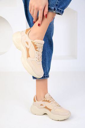 کفش اسنیکر بژ زنانه بند دار SOHO - کد 702170430