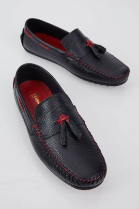 کفش لوفر مشکی مردانه چرم طبیعی پاشنه کوتاه ( 4 - 1 cm ) کد 319158689