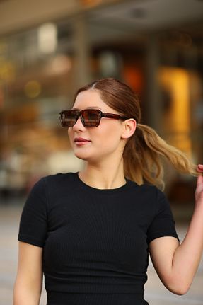 عینک آفتابی قهوه ای زنانه UV400 Nilu Moda - کد 793615974