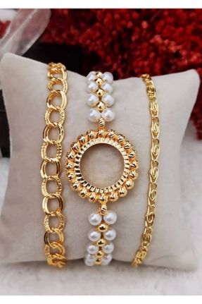 دستبند جواهر طلائی زنانه برنز کد 764419341
