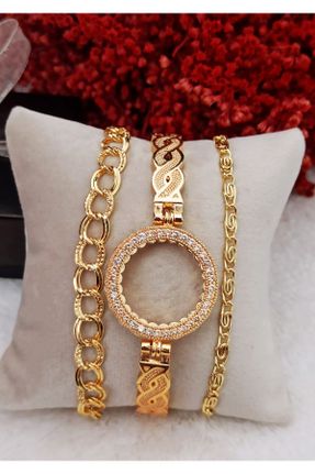 دستبند جواهر طلائی زنانه برنز کد 764418695