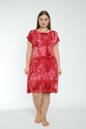 لباس قرمز زنانه بافت سایز بزرگ آستین-کوتاه کد 798763296