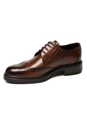 کفش کلاسیک قهوه ای مردانه چرم طبیعی پاشنه کوتاه ( 4 - 1 cm ) پاشنه ساده کد 760934642