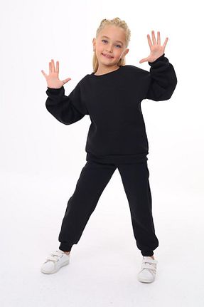 ست بالاتنه و پائین تنه مشکی بچه گانه بافت ÖYKÜ KİDS - کد 773376437