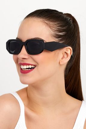 عینک آفتابی مشکی زنانه 50 UV400 استخوان مات هندسی کد 248271282