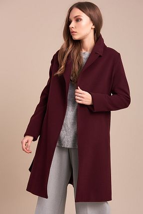 پالتو پشمی بنفش زنانه گشاد Pitti - کد 3786318