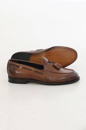 کفش لوفر قهوه ای مردانه چرم طبیعی پاشنه کوتاه ( 4 - 1 cm ) کد 727867592