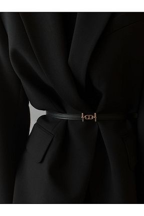 کمربند مشکی زنانه چرم مصنوعی mujgan butık - کد 799445090