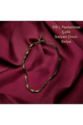 گردنبند استیل ( فولاد ) طلائی زنانه استیل (فولاد) ESQUANA - کد 799512896