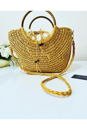 کیف دوشی خاکی زنانه حصیر PİNKBAG - کد 669070223