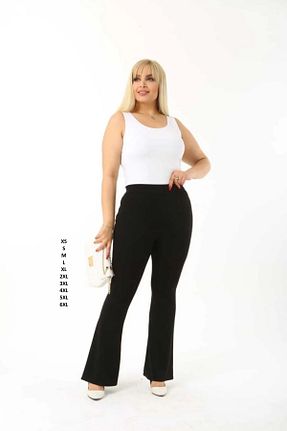 شلوار سایز بزرگ مشکی زنانه بافت Livik - کد 799713514