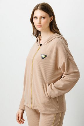 سوئیشرت سایز بزرگ بژ زنانه رگولار Ekol - کد 799717739
