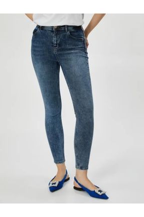 شلوار جین سرمه ای زنانه پاچه تنگ جین بلند کد 748624009