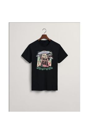 تی شرت مشکی زنانه ریلکس یقه خدمه طراحی کد 709882610