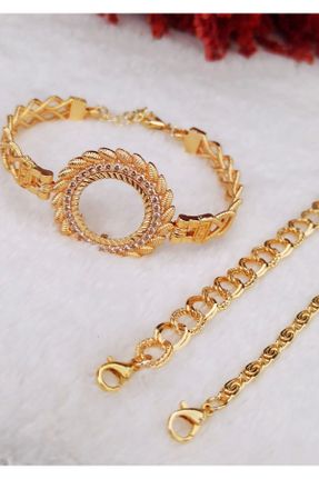 دستبند جواهر طلائی زنانه برنز کد 764420844