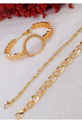 دستبند جواهر طلائی زنانه برنز کد 764418695