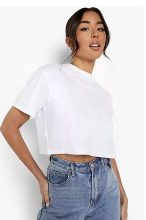 تی شرت سفید زنانه اورسایز یقه گرد پنبه (نخی) کد 798811343