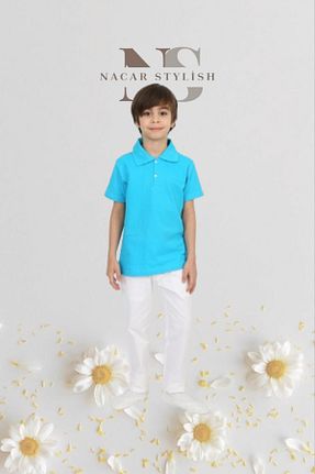 ست بالاتنه و پائین تنه آبی بچه گانه بافتنی Nacar - کد 799465142