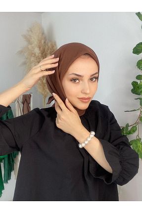 شال قهوه ای زنانه پنبه ای Helya - کد 311007552