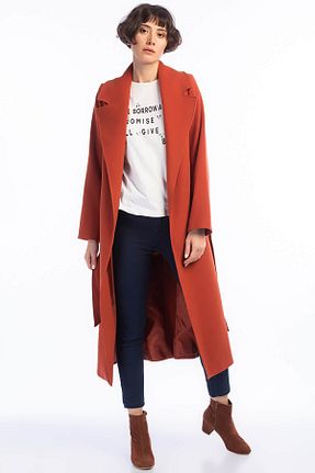 پالتو پشمی نارنجی زنانه گشاد Pitti - کد 4188049